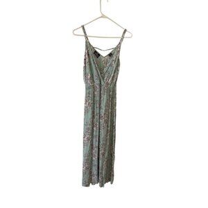 Angie Women's Soft green Floral Summer Bohemian Maxi Dress - Small